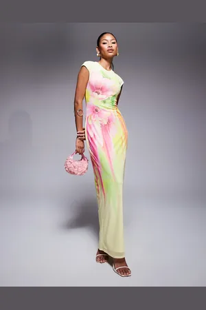 AFRM – Maxikleid in Zitronengelb mit Blumenmuster