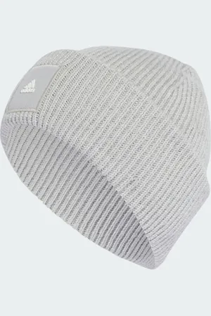 adidas – Beanie in Light Solid Grey mit Umschlag