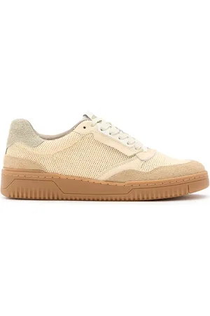 AllSaints – Regan – Niedrige Sneaker aus Netzstoff in Kreideweiß/Ton