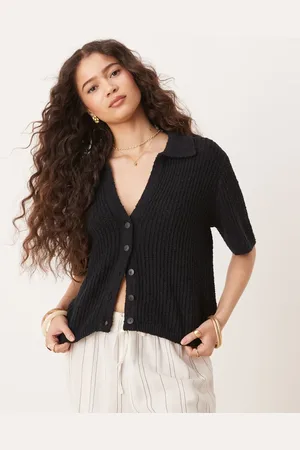 Abercrombie & Fitch – Kurzärmlige Häkelstrickjacke in