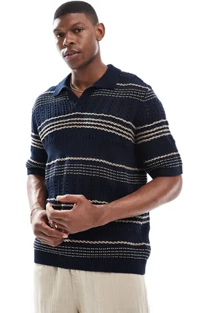 Only & Sons – Grobmaschiges Relaxed Fit Polohemd in mit Streifen