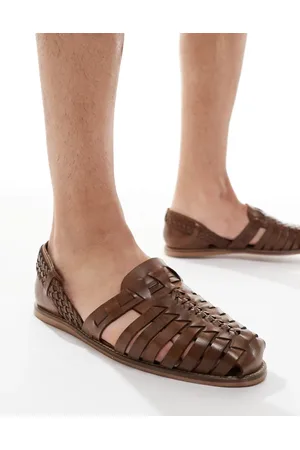 ASOS – Fischersandalen aus Leder in Hellbraun