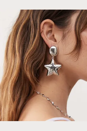 Reclaimed – Silberfarbene Hängeohrringe mit Sterndesign