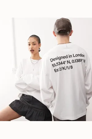 COLLUSION Unisex – Langärmliges Oversize-Shirt in mit Koordinaten-Print