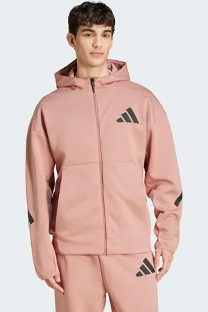 adidas – Z.N.E. – Trainingsjacke in Warm Clay mit Reißverschluss und Kapuze
