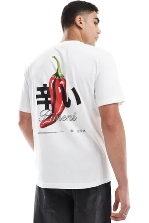 Only & Sons – Oversize-T-Shirt in Weiß mit Chili-Rückenprint