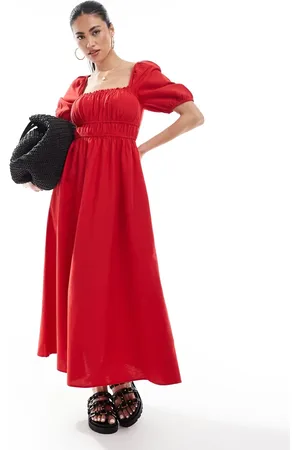 New Look – Milchmädchenkleid in mit Puffärmeln