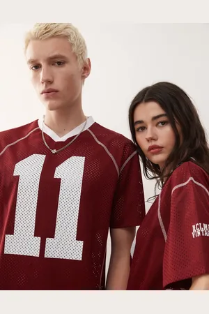 Reclaimed – Kastiges Unisex-T-Shirt aus Airtex in Burgunderrot mit Cropped-Schnitt