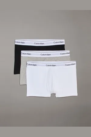 Calvin Klein – 3er-Pack Unterhosen aus Baumwollstretch in Schwarz/Weiß/Grau mit Logo