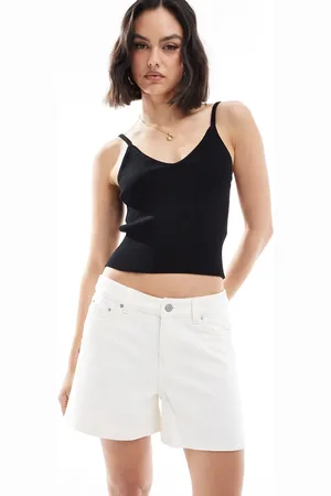 JJXX – Mom-Jeansshorts in Wollweiß