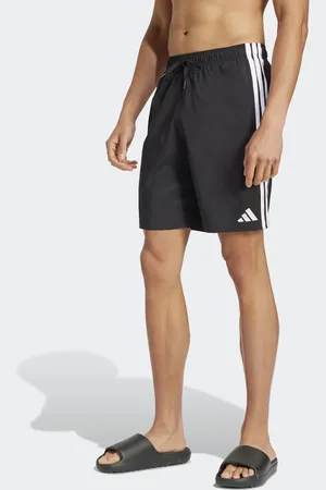 adidas – Badeshorts in / Weiß mit den 3 Streifen, 8 Zoll Schrittlänge