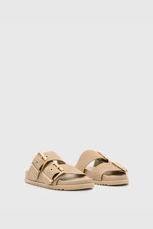 AllSaints – Sian – Leder-Sandalen in Sand