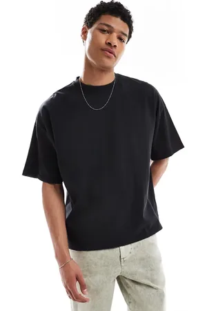 Pull&Bear – Kastiges T-Shirt in mit unversäubertem Rand