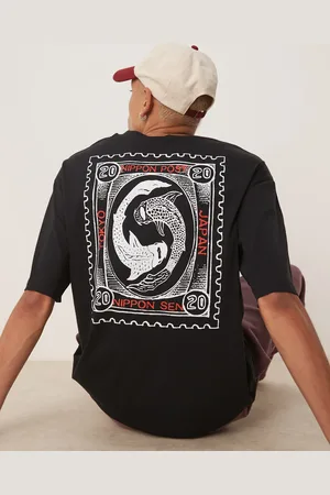 SELECTED – Oversize-T-Shirt in mit Koi-Print auf dem Rücken