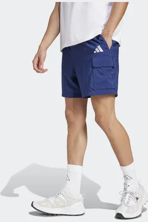 adidas – Essentials – Chelsea-Cargo-Shorts in Dunkelblau / Weiß mit kleinem Logo