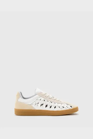 AllSaints – Velma – Sneaker aus Leder in Kreideweiß mit Flechtdesign