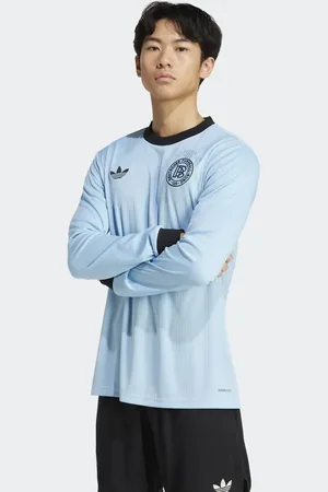 adidas – Germany Anniversary – Langärmliges Trikot in Clear Blue / Schwarz