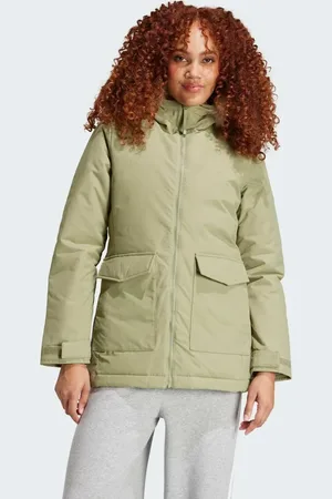 adidas – Paveric – Parka in Tent Green mit Kunstpelz