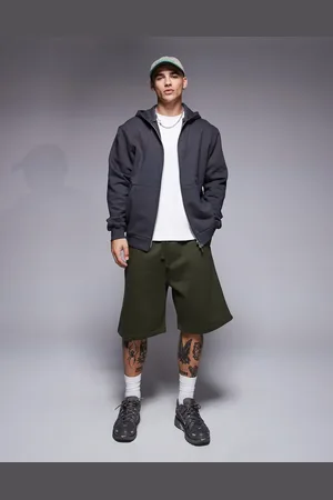 ASOS – Premium – Schwere Oversize-Shorts in dunklem Khaki, 400 g/m²
