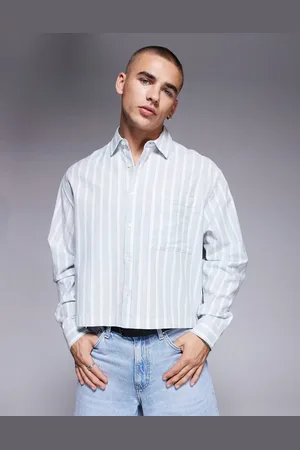 ASOS – Gestreiftes, kastiges Oversize-Hemd in Weiß und