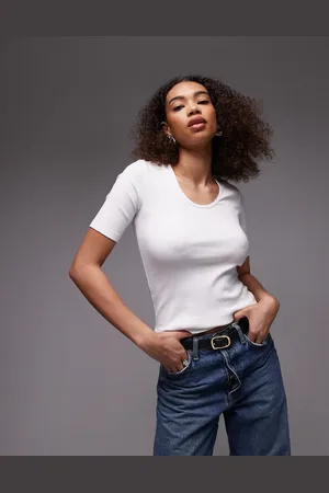 ARKET – Geripptes T-Shirt aus Jersey in mit U-Ausschnitt