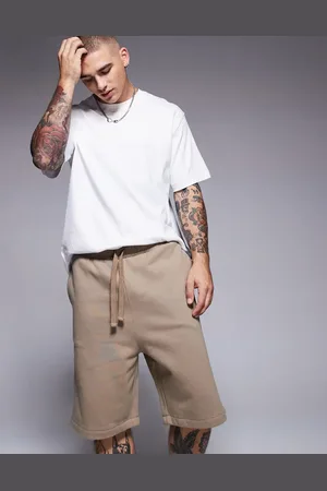 ASOS – Premium – Schweres Oversize-Shorts in Beige, 400 g/m²