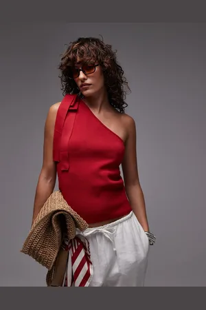 MANGO – Gestricktes One-Shoulder-Oberteil in mit Bindedetail
