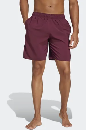 adidas – Solid CLX – Badeshorts in Maroon / Schwarz mit klassischer Länge