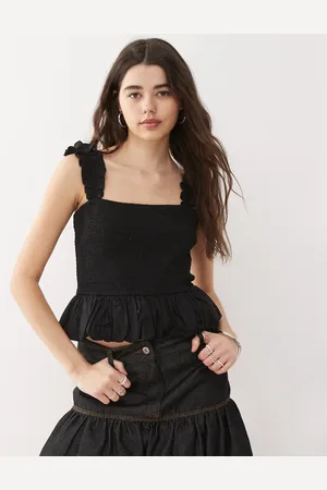 COLLUSION – Gesmoktes Camisole-Oberteil aus Webstoff in mit Ballonsaum