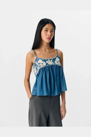 Object – Camisole aus mittelblauem Denim