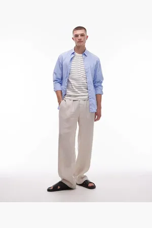 ARKET – Locker geschnittene Hose aus Leinen in Beige mit Kordelzug