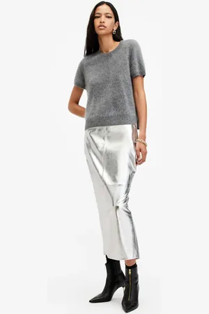 AllSaints – Renai – Bleistiftrock in Silber