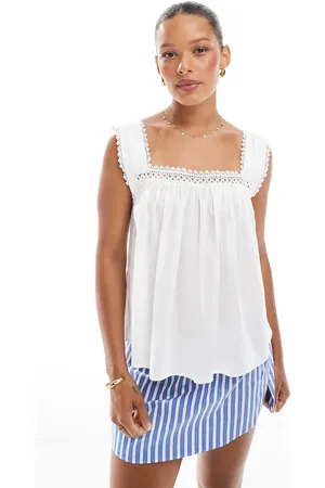 ASOS – Camisole-Oberteil in mit eckigem Ausschnitt und Spitzenborte