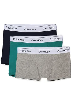 Calvin Klein – 3er-Pack Unterhosen aus Baumwollstretch in Blautönen mit Abnähern und Logo