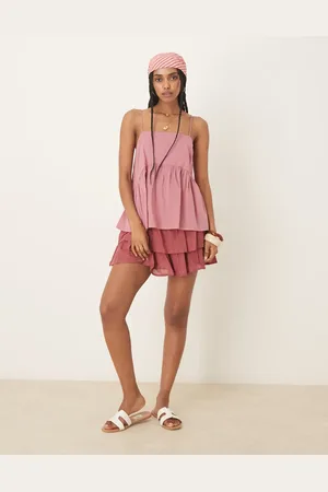 ASOS – Camisole in mit Bindeträgern und voluminösen Schößchen