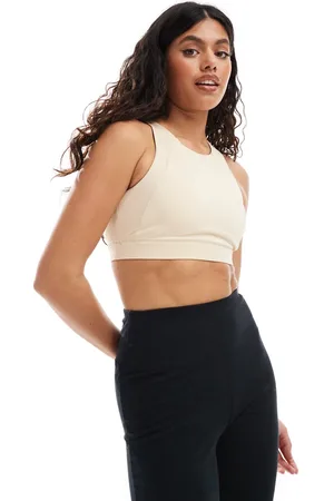 Born Living Yoga – Darana – Sport-BH in Schwarz/Weiß/Beige mit hoher Stützfunktion