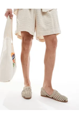 ASOS – Fischer-Sandalen aus Wildleder in Steingrau