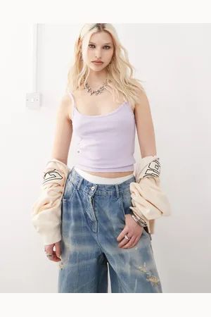 COLLUSION – Geripptes Cropped-Camisole in Flieder