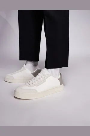 Armani Exchange – Klobige Sneaker in Wollweiß und Beige mit Logo