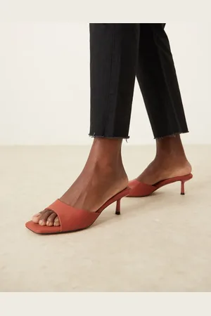 ASOS – Hyped – Mules in Rostrot mit Pfennigabsatz