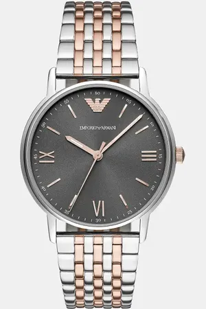 Emporio Armani – Herrenuhr aus zweifarbigem Stahl in Roségold und Silber mit drei Zeigern