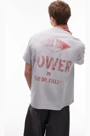 Caterpillar – WWR – T-Shirt in Grau mit „Power“-Rückenprint