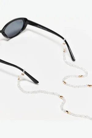 ASOS – Sonnenbrillenkette in Goldoptik mit künstlichen Süßwasserperlen