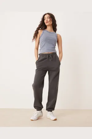 Abercrombie & Fitch – Locker geschnittene Jogginghose in Anthrazit mit Bündchen und hohem Bund