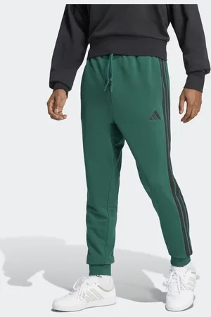 adidas – Essential – Hose aus French Terry in Collegiate Green / Schwarz mit den 3 Streifen