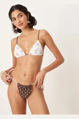 For Love & Lemons – Bay – Bikinioberteil in gepunktetem Schokobraun, Kombiteil