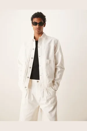 ASOS – Plissierte Harrington-Jacke in Ecru, Kombiteil