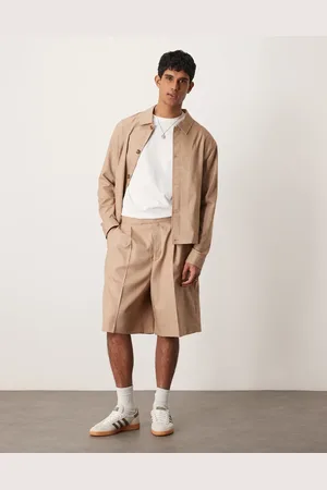 ASOS – Elegante, strukturierte Bermuda-Shorts in Camel mit Stretch-Taillenbund, Kombiteil