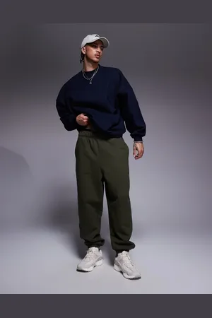 ASOS – Premium – Schwere Oversize-Jogginghose in Dunkelgrün, 400 g/m²