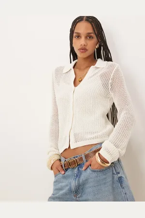 Abercrombie & Fitch – Jacke aus Häkelstrick in mit Knopfleiste